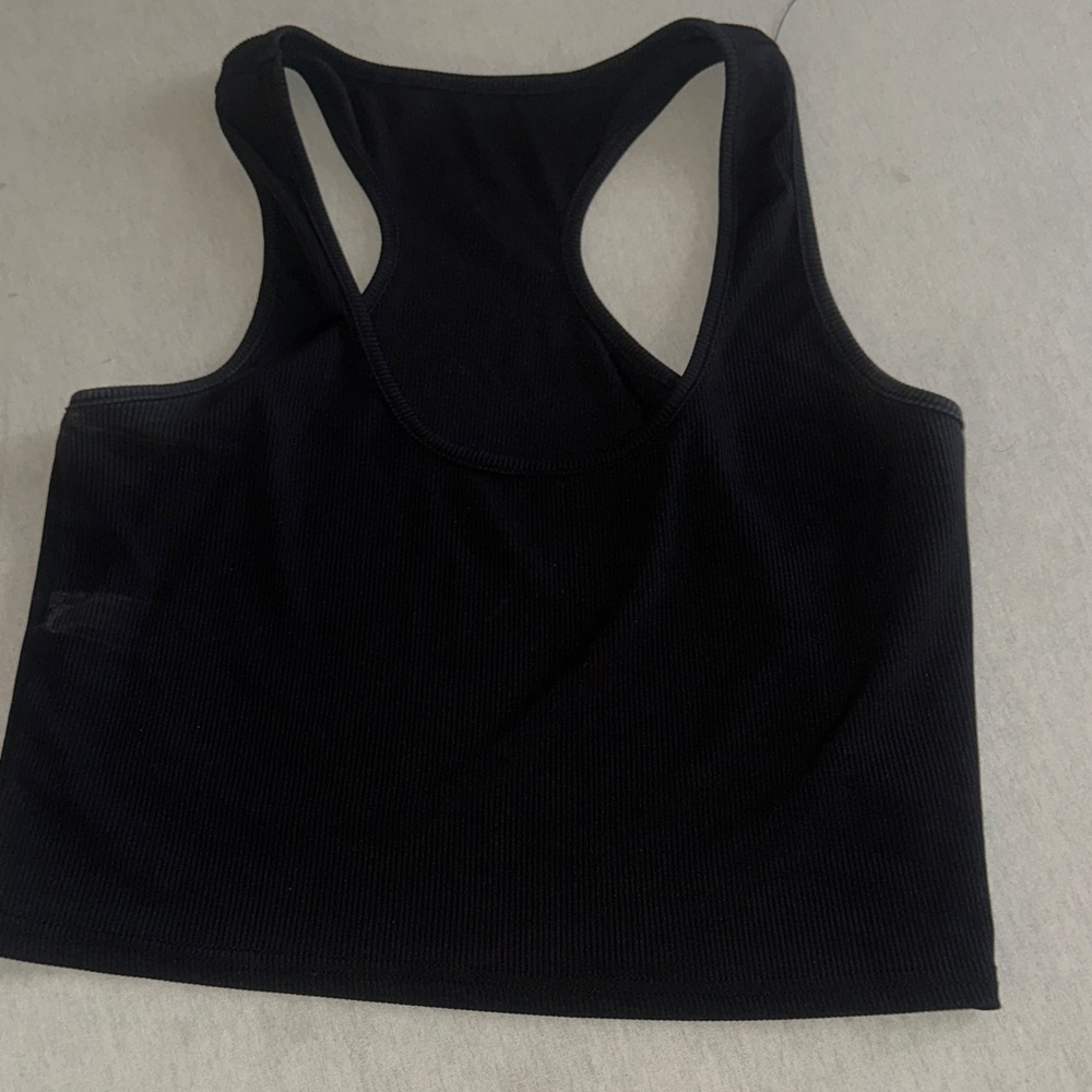 Womens Size Large Black Racerback Crop Top